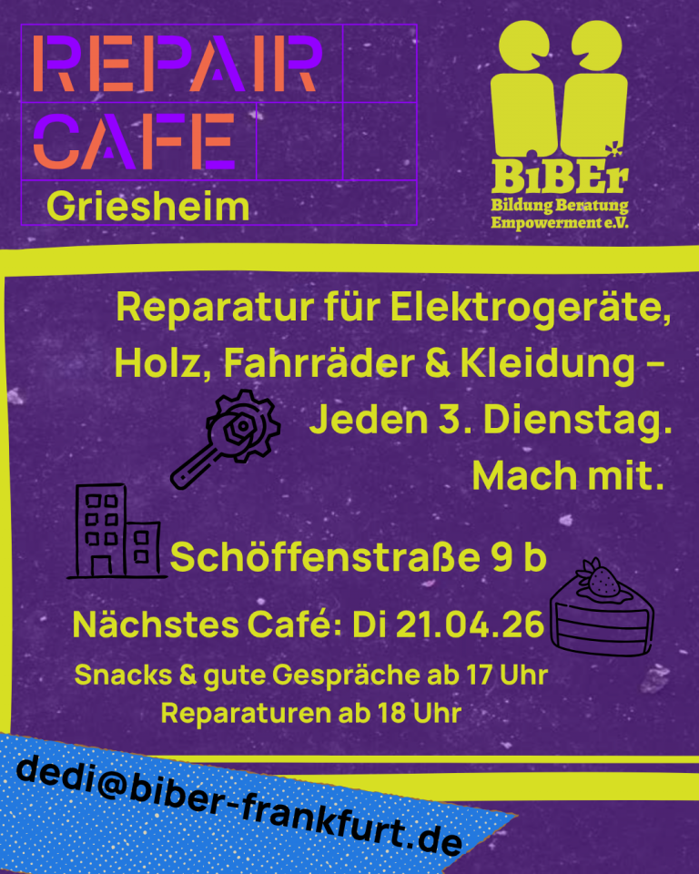 Jeden 3ten Dienstag im Monat: RepairCafé Griesheim