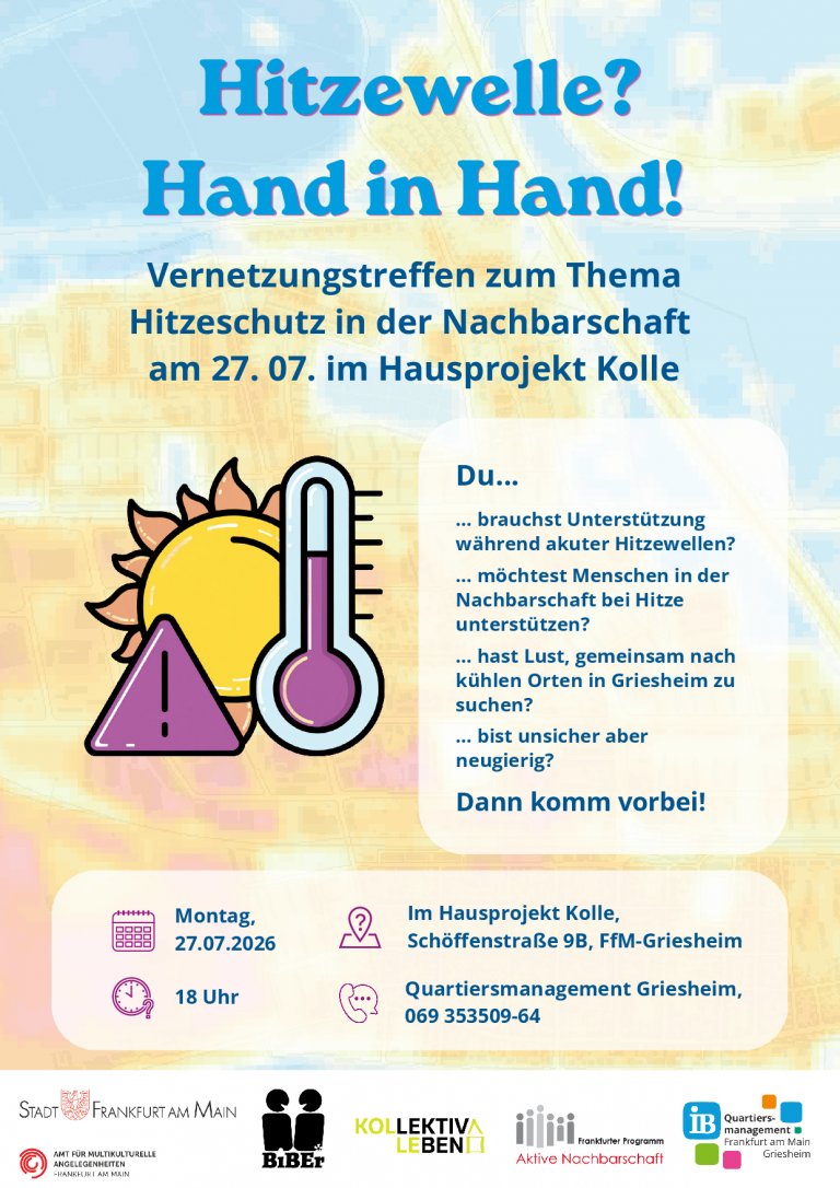 27.07.2026/ Nachbarschaftstreffen – Hitzewelle? Hand in Hand